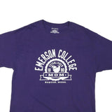 CHAMPION Mens Blue Emerson College Graphic T-Shirt L Short Sleeve Crew Neck