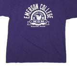 CHAMPION Mens Blue Emerson College Graphic T-Shirt L Short Sleeve Crew Neck