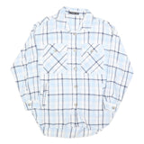 PAGE ONE Womens Blue & White Check Shirt S Casual Cotton Blend Long Sleeve