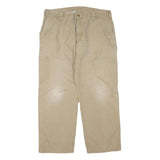 CARHARTT Mens Cotton Blend Beige Regular Zip Trousers W38 L30 Workwear Utility