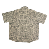 CROSSINGS Mens Beige Pattern Cotton Shirt XL Casual Short Sleeve Button