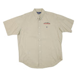 RALPH LAUREN Mens Beige Cotton Blend Casual Shirt L Embroidered Logo