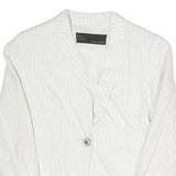 ZARA Womens White Pinstripe Blazer Jacket S Cotton Blend Button Closure Tailored