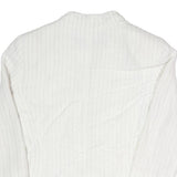 ZARA Womens White Pinstripe Blazer Jacket S Cotton Blend Button Closure Tailored
