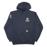 CARHARTT Mens Navy Blue Pullover Hoodie L Logo Sweatshirt Workwear