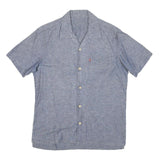 LEVI'S Mens Blue Shirt M Cotton Blend Short Sleeve Casual Summer Button Front