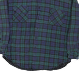 NORTHCREST Mens Blue & Green Plaid Shirt L Cotton Blend Casual Long Sleeve