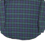 NORTHCREST Mens Blue & Green Plaid Shirt L Cotton Blend Casual Long Sleeve