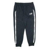 PUMA Mens Joggers Black & White Regular Tapered L W32 L28 Logo Tape Casual