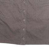 PRANA Womens Grey Cotton Button Mini Skirt Casual Pockets Size M
