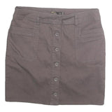 PRANA Womens Grey Cotton Button Mini Skirt Casual Pockets Size M