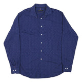 TOMMY HILFIGER Mens Blue & Pink Cotton Blend Shirt L Long Sleeve Button Casual