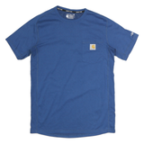 CARHARTT Mens Blue Pocket T-Shirt S Short Sleeve Crew Neck Polyester Comfort