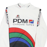 Mens White & Black PDM Chrome Tapes Graphic Long Sleeve 1/4 Zip Jersey S
