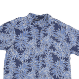 KNIGHTSBRIDGE Mens Blue Rayon XL Leaf Print Button Shirt Summer Casual