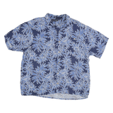 KNIGHTSBRIDGE Mens Blue Rayon XL Leaf Print Button Shirt Summer Casual