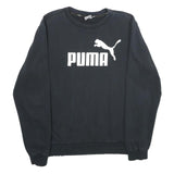 PUMA Mens Black Cotton Blend Crew Neck M Logo Sweatshirt Pullover Casual