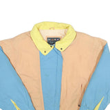 EUROSKI Womens Beige & Blue Yellow Collar Zip Jacket M Plain Retro Skiwear