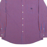 CHAPS Mens Red & Blue Check Shirt M Button-Down Collar Long Sleeve Casual