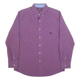 CHAPS Mens Red & Blue Check Shirt M Button-Down Collar Long Sleeve Casual