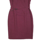 ROKSANDA ILINCIC Womens Maroon Fit & Flare Polyester Blend Textured Sleeveless