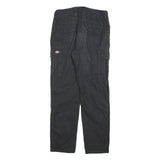 DICKIES Mens Black Relaxed Cargo Trousers W31 L31 Cotton Blend Zip Utility