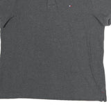 TOMMY HILFIGER Mens Grey Short Sleeve Plain Polo Shirt M Cotton Classic