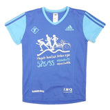 ADIDAS Womens Blue & Light Blue Graphic T-Shirt S Short Sleeve V-Neck Sports