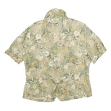 ANNA AND FRANK Womens Green Beige Floral Blouse Short Sleeve Collared M Silk