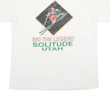 ONEITA Mens White Ski The Legend Graphic T-Shirt L Short Sleeve Crew Neck Casual