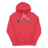 CHAMPION Womens Red Pullover Hoodie M Classic Logo Cotton Sweatshirt