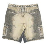 Mens Beige Cargo Shorts Vintage Print L W34 Cotton Casual Style