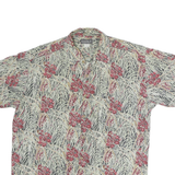 KAHALA Mens Cream & Red Hawaiian Cotton Shirt M Floral Tropical Print Button