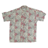 KAHALA Mens Cream & Red Hawaiian Cotton Shirt M Floral Tropical Print Button