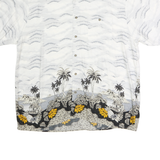 PURITAN Mens White & Grey Hawaiian Shirt XL Cotton Tropical Print Casual