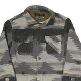 JACHS Mens Grey & Beige Pattern Cotton Blend Shirt S Button Long Sleeve Casual