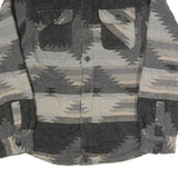 JACHS Mens Grey & Beige Pattern Cotton Blend Shirt S Button Long Sleeve Casual