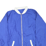 Mens Blue White Casual Zip Polyester Blend Bomber Jacket 2XL Lightweight