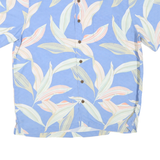CARIBBEAN Mens Blue Rayon Short Sleeve Shirt L Casual Tropical Print Relaxed Fit