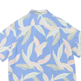 CARIBBEAN Mens Blue Rayon Short Sleeve Shirt L Casual Tropical Print Relaxed Fit
