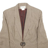 BRAZILIA Womens Beige Wool Jacket S Button Plain Classic Tailored Stylish