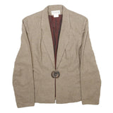 BRAZILIA Womens Beige Wool Jacket S Button Plain Classic Tailored Stylish