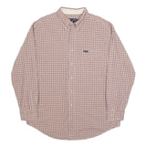 CHAPS Mens Cream & Red Checked Shirt XL Classic Button Down Collar Long Sleeve