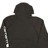 CARHARTT Mens Black Hoodie L Cotton Blend Pullover Logo Sleeve Print