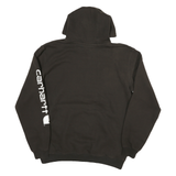 CARHARTT Mens Black Hoodie L Cotton Blend Pullover Logo Sleeve Print
