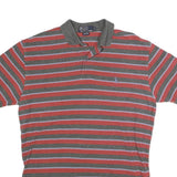 POLO RALPH LAUREN Mens Red & Grey Striped Short Sleeve Polo Shirt M Cotton