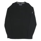 NAUTICA Mens Black Cotton Blend Plain V-Neck Basic Knit Jumper M Classic Style