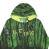 ELECTIRC Mens Green & Black Printed Full Zip Hoodie S Electric Logo Tree Design