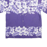 KALENA FASHIONS Mens Purple & White Hawaiian Shirt L Summer Floral Print