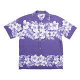 KALENA FASHIONS Mens Purple & White Hawaiian Shirt L Summer Floral Print